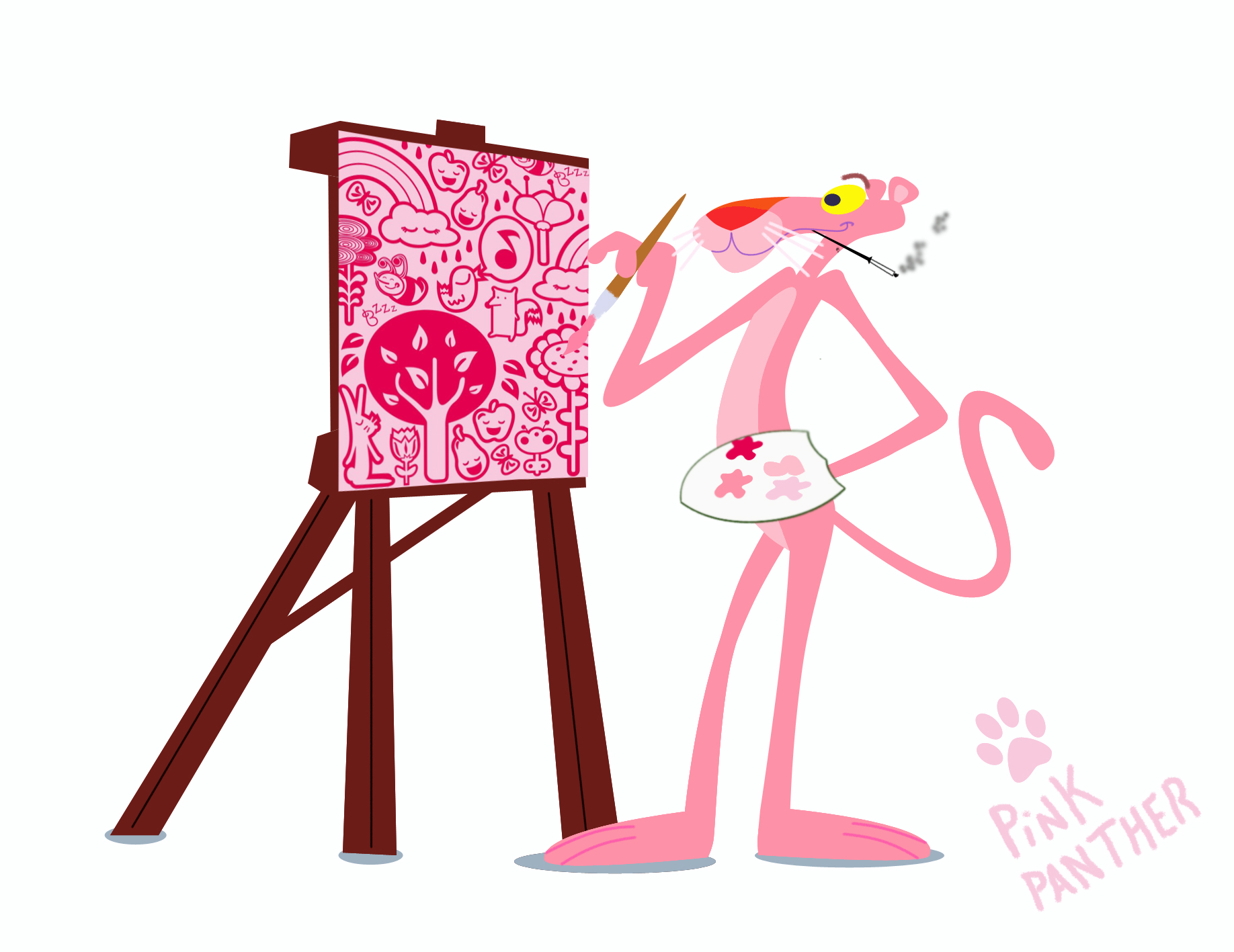絵を描くピンク・パンサー